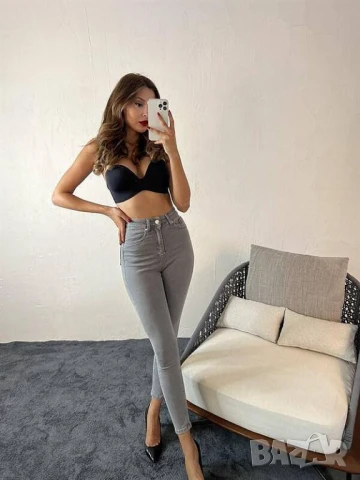 Дамски сиви слим дънки 