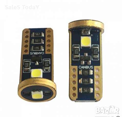 Диодни крушки, 2бр. диодни крушки, T10, 12V, 6000K, бял