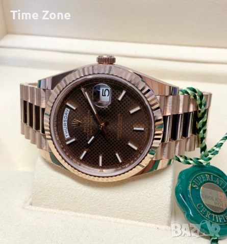 Rolex Day-Date 40mm President Rose Gold Chocolate Dial Diagonal Motif Различни Варианти, снимка 4 - Мъжки - 54047727