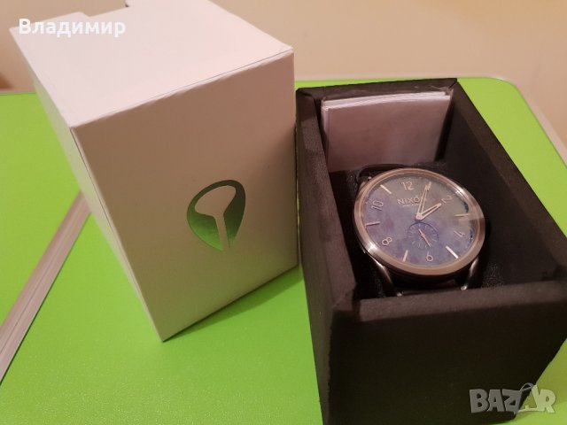Nixon Mens C45 Gunmetal Green Oxyde Leather Watch , снимка 6 - Мъжки - 37744787