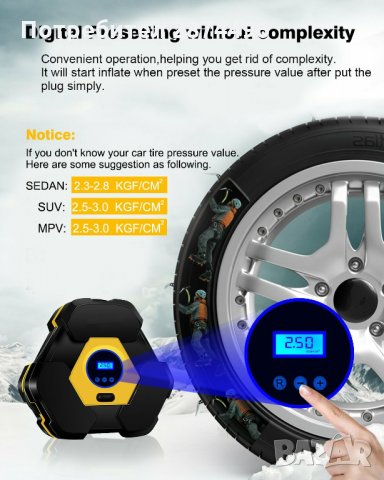 Мощен авариен компресор за кола 12V, снимка 7 - Аксесоари и консумативи - 30899432