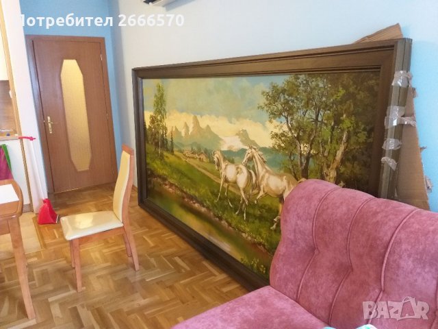 Стара огромна 3 метрова  картина маслени бои с подпис, снимка 4 - Антикварни и старинни предмети - 35041708
