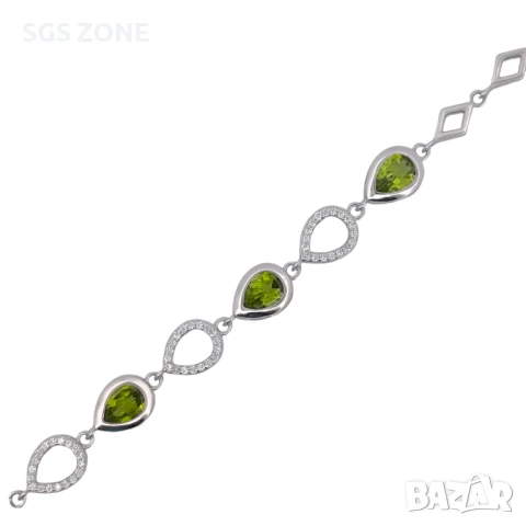 гривна от сребро 925 с перидот, снимка 3 - Гривни - 51264535