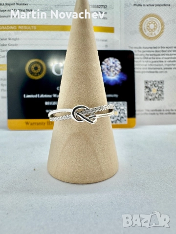 Сребърен пръстен с мойсанит (Диамант) 0.5 карата, снимка 3 - Пръстени - 51458922