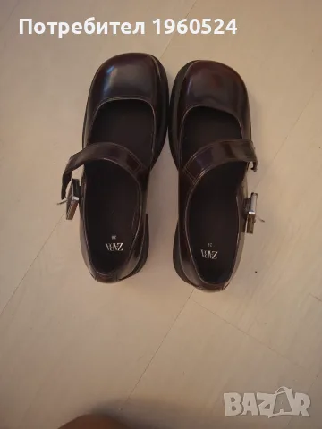  Обувки на Zara тип Мери Джейн с цвят бордо номер 38, снимка 4 - Дамски ежедневни обувки - 56088170