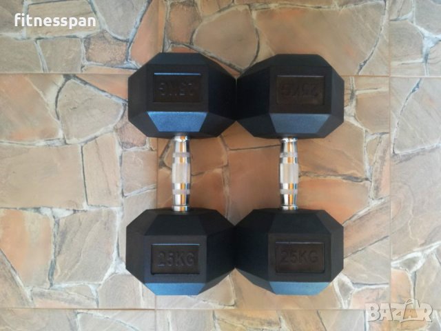 Хексалгенови дъмбели 2 бр. х 25 кг., снимка 2 - Фитнес уреди - 37596780