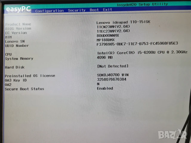 Дънна платка Lenovo Ideapad 110-15ISK 80UD Intel Core i5-6200U + 4GB on Board, снимка 5 - Части за лаптопи - 50896959