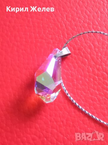 ЮВЕЛИРНО ФАСЕТИРАН КРИСТАЛ СВАРОВСКИ АРТ ВИСУЛКА СРЕБРО 925 УКРАШЕНИЕ БИЖУ 26058, снимка 10 - Колиета, медальони, синджири - 35975684