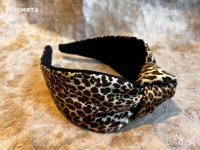  диадеми с възел черна  леопардова червено каре Диадема от плат Ръчна изработка  , снимка 3 - Аксесоари за коса - 53038552