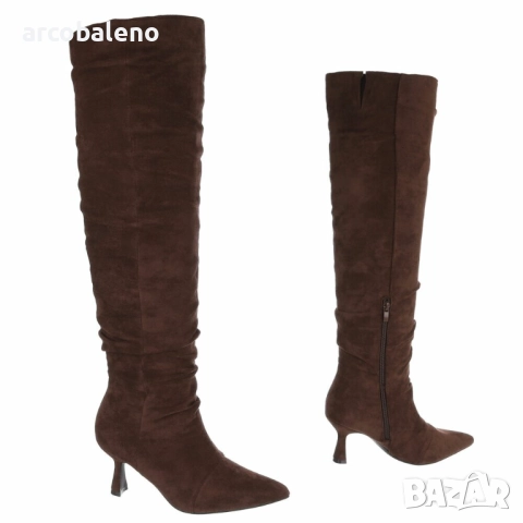 Дамски велурени ботуши над коляното, 3цвята , снимка 16 - Дамски ботуши - 52136981