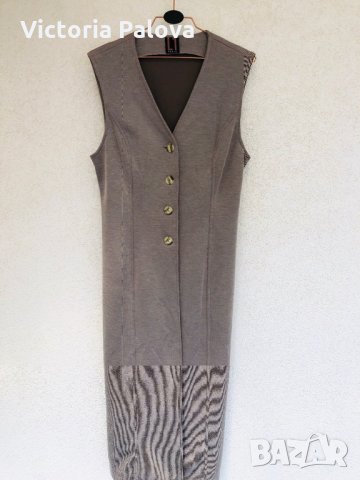 Рокля-дълъг елек цвят капучино Франция