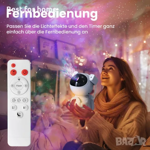 LED нощна лампа, LED звездно небе, лампа за проектор Galaxy, въртяща се на 360°, снимка 5 - Лед осветление - 55833193