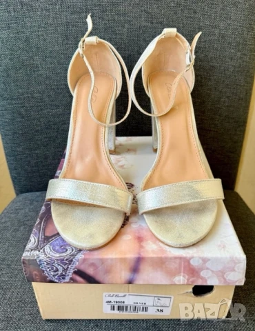 Сребърни сандали с ток - 38 номер, снимка 6 - Сандали - 50690329