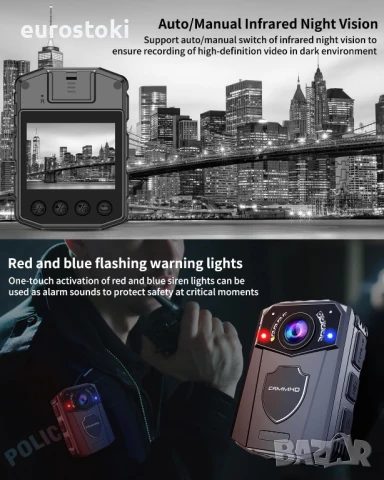 CAMMHD1440P Камера за тяло 3000mAh 8-10 часа водоустойчива инфрачервена нощна визия, снимка 4 - Камери - 51085858