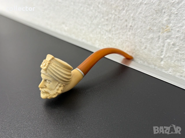 Ръчно резбована лула от морска пяна и кехлибар. №8056, снимка 4 - Антикварни и старинни предмети - 54037567