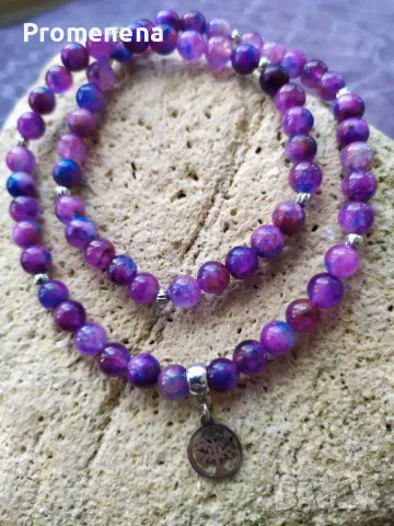 Колие от естествен Ларимар,Лунен камък,Седеф,Сугилит, снимка 7 - Колиета, медальони, синджири - 47349177