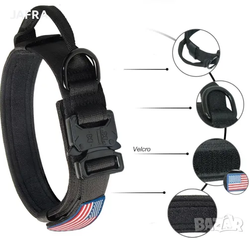 Тактически Нашийник за Куче с Дръжка и Еластичен Повод, Подарък  Велкро Нашивка, снимка 8 - За кучета - 48683640