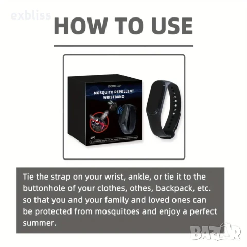 Иновативна ултразвукова гривна против комари и насекоми, снимка 5 - Гривни - 50760744