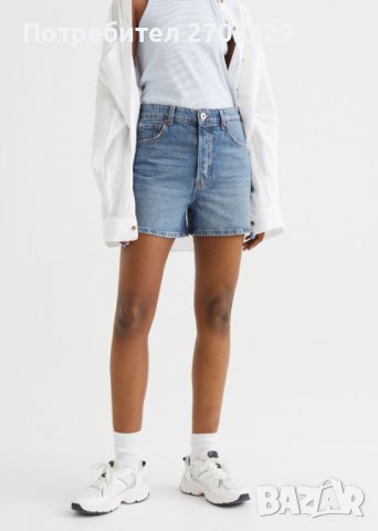 H&M дънкови къси панталони, размер 38(S/М) с висока талия, снимка 2 - Къси панталони и бермуди - 37653781