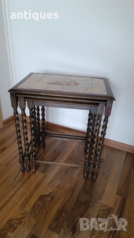 Троен сет маси - естествено дърво, снимка 2 - Антикварни и старинни предмети - 53005461