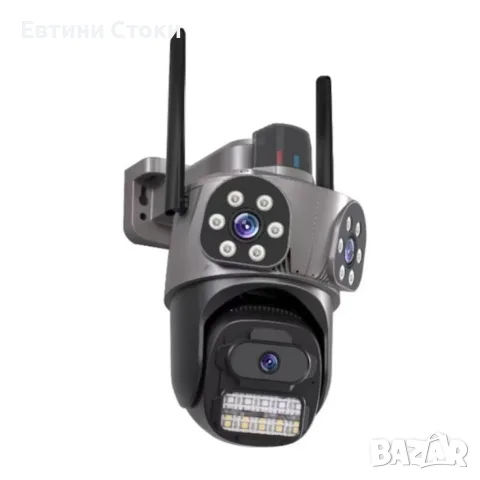 Тройна WiFi камера iCSee 9MP с аларма за външен монтаж