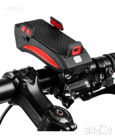 4 в 1 - Велосипедна светлина, Звънец, Поставка за GSM, Външна батерия, снимка 12 - Аксесоари за велосипеди - 29759927