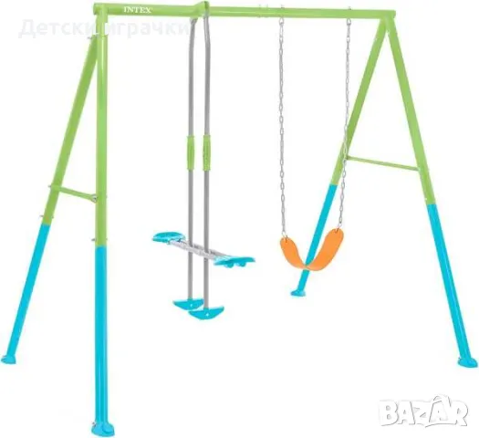 Детска люлка Intex 2в1, сглобяема, 251x254x211 см, безопасна, пластизол, многоцветна