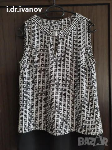 Стилен шифонен топ в черно и бяло, снимка 1