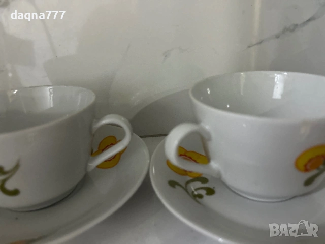 Сет от 2 чаши с чинийки от 70-те години ГДР, снимка 5 - Чаши - 54261641