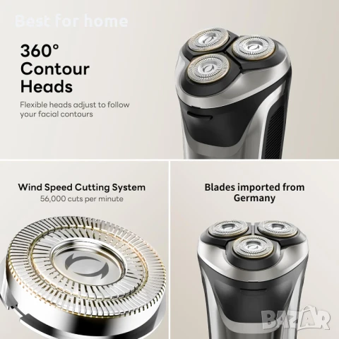  ‎ DOAO  2 в 1 водоустойчива, безжична ,ротационна самобръсначка за брада, снимка 3 - Електрически самобръсначки - 50916520