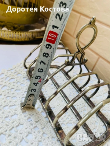 Красива посребрена поставка за 6 филии от Англия, с маркировки, снимка 9 - Антикварни и старинни предмети - 54229530