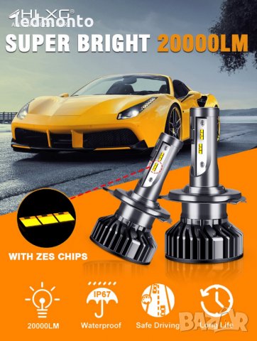 Лед крушки h7 лед крушки h4 лед крушки  , hb3 hb4  - HGLK®   ДИОД ZES 2, снимка 2 - Части - 31026845