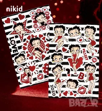 Бети Бууп Betty Boop 2 листа самозалепващи лепенки стикери за ръчна изработка за подарък, снимка 2 - Други - 47527595