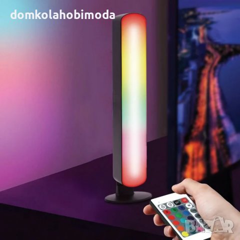 LED RGB лампа с променящи се цветове с дистанционно, 4х3,5х24,5см, Стои вертикално и хоризонтално, снимка 1