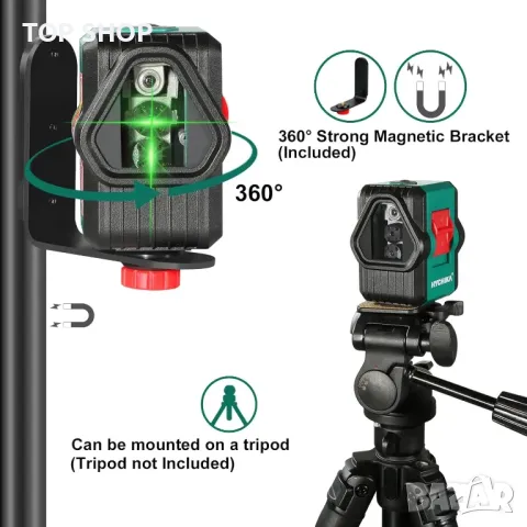 Лазерен нивелир HYCHIKA- зелен лазер, снимка 7 - Гедорета - 48500078