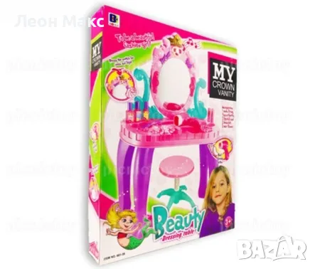 Детска тоалетка с огледало стол и аксесоари 