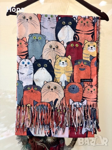 Шал Кашмир с Котки , снимка 3 - Шапки - 20048160