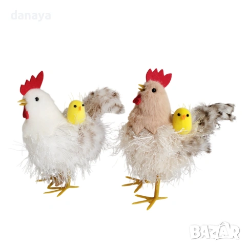 6510 Великденска декоративна фигура кокошка с пиленце в гнездо, 16×11 см, снимка 7 - Декорация за дома - 53945871