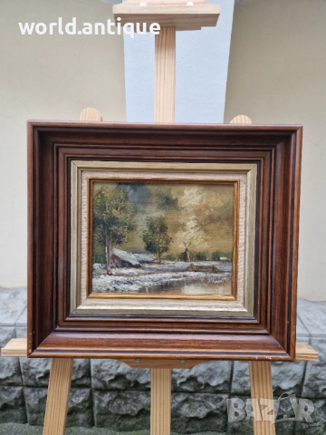 Страхотна антикварна белгийска авторска майсторска картина масло върху платно 