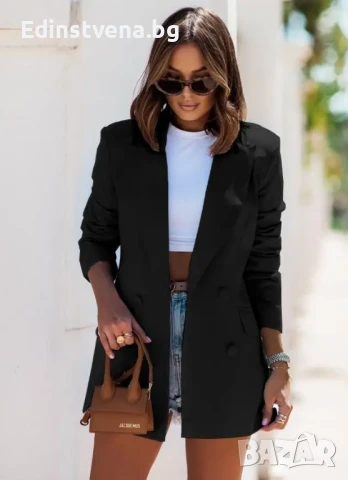 Дамско сако в черно с ефектен силует, снимка 1