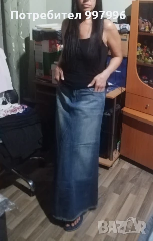 дълга дънкова пола -Л размер, снимка 5 - Поли - 50987754