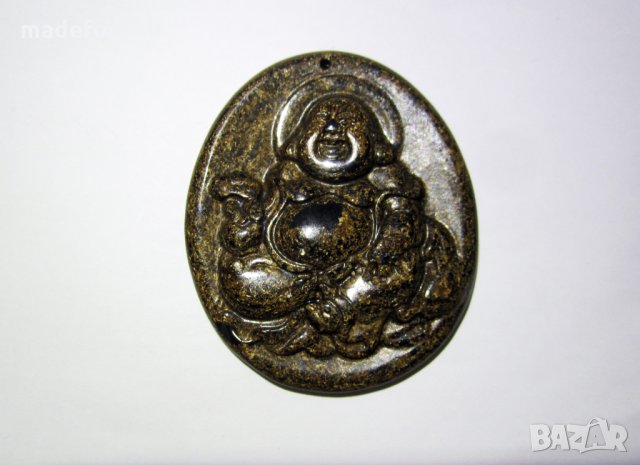 Буда медальон от естествен,натурален Бронзит 136.25 карата Индия, снимка 2 - Колиета, медальони, синджири - 35448134