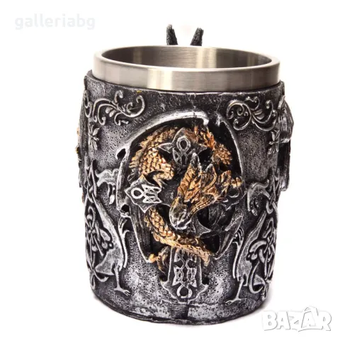 Драконова чаша с келтски символи , снимка 2 - Чаши - 48271128