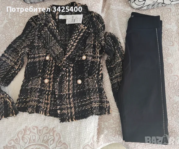 Черно бежово сако с клин, снимка 2 - Сака - 56392294