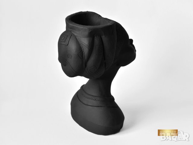Кашпа с форма на глава на африканска жена / Подарък за дома / Кашпа за цветя и сукуленти, снимка 11 - Декорация за дома - 40521450