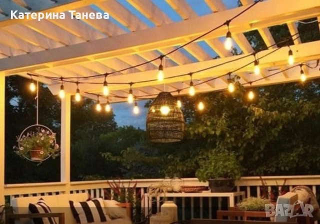 Водоустойчив гирлянд за външно осветление с 10 броя LED крушки, снимка 4 - Външни лампи - 52383406