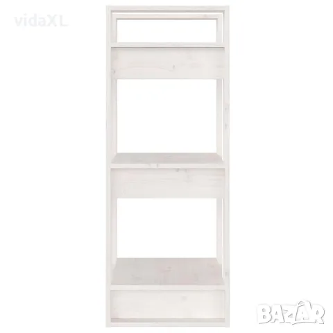 vidaXL Библиотека/разделител за стая, бяла, 41x35x91 см, бор масив, снимка 4 - Шкафове - 56147953