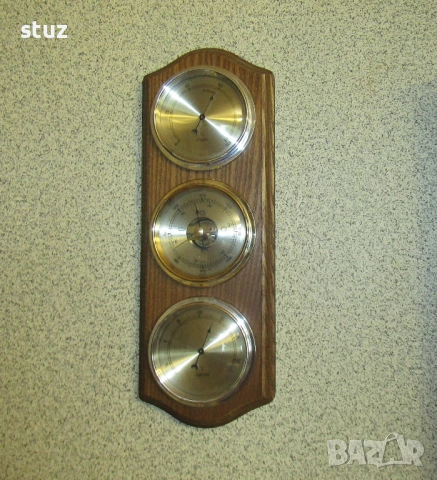 Tроен уред за стена, барометър, влагомер и термометър, снимка 1