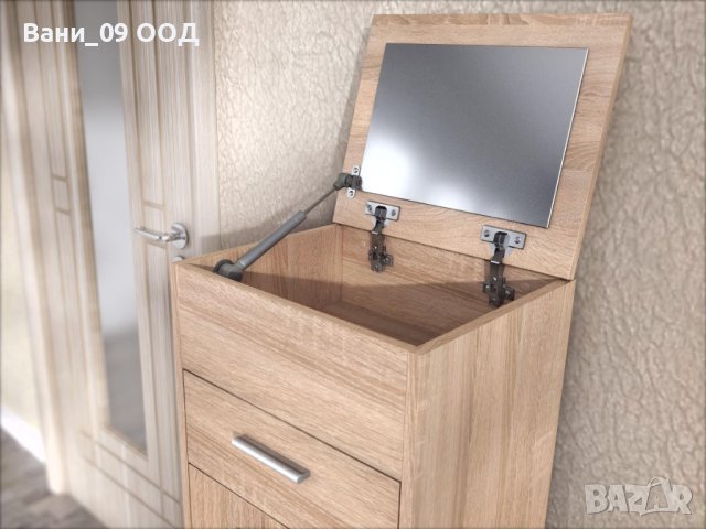 Скрин/тоалетка с шкаф, чекмедже и огледало, снимка 2 - Тоалетки - 42064596