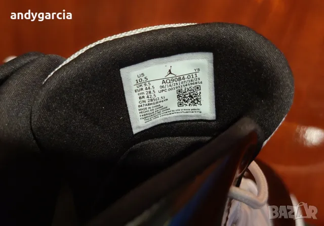  Nike Air Jordan Max Aura Black White ЧИСТО НОВИ 44.5ти номер 28.5см стелка с кутия , снимка 14 - Маратонки - 50066989